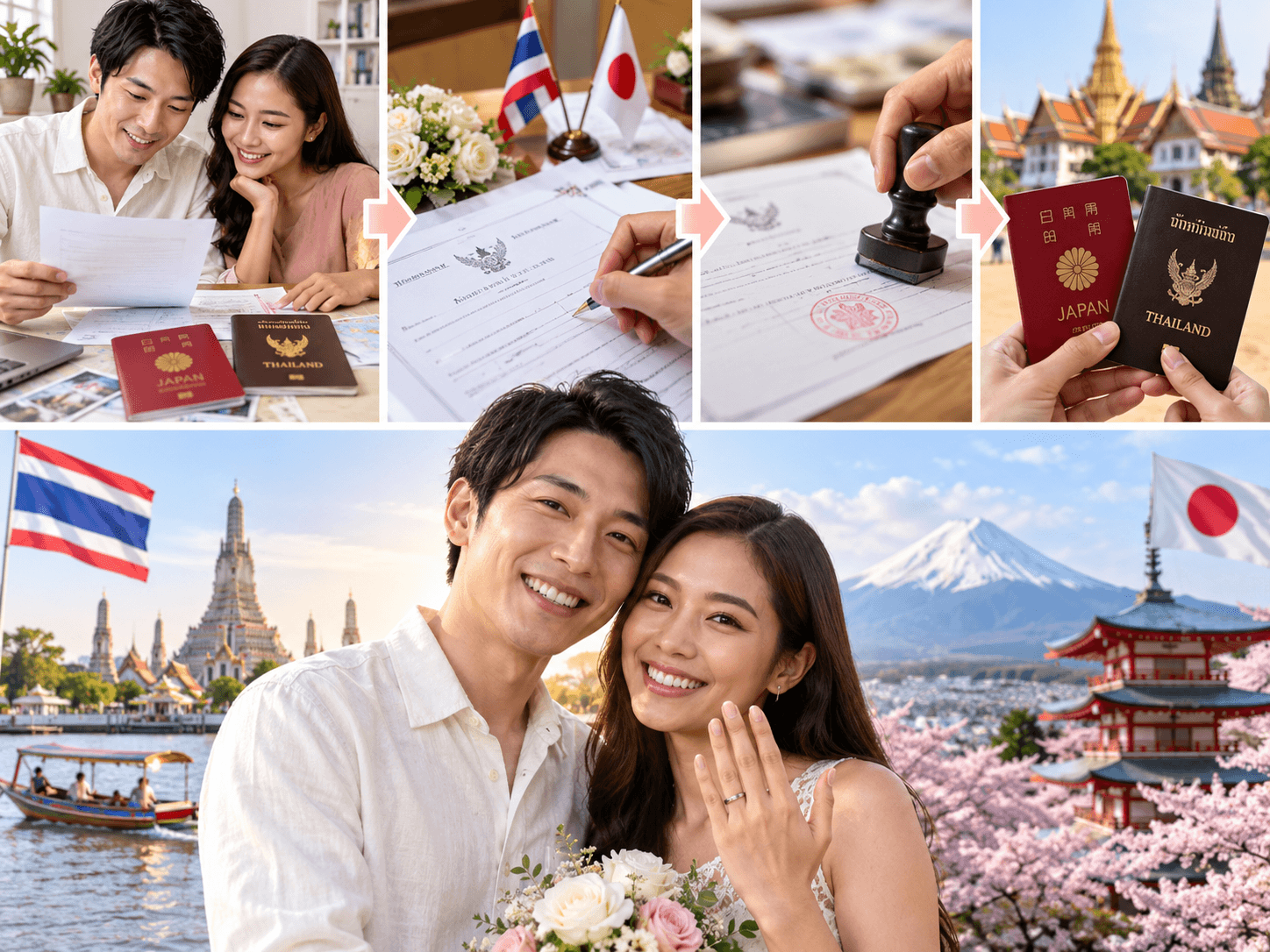 タイ人との国際結婚の手続きの流れを確認するイメージ