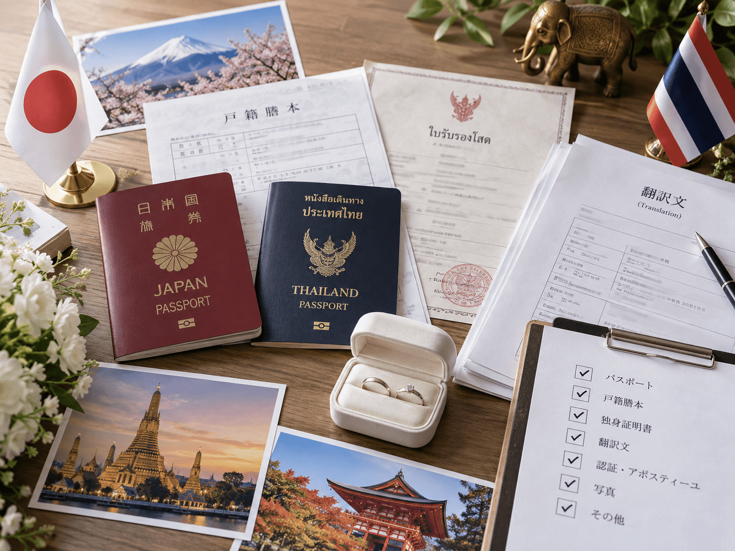 タイ人との国際結婚で必要となる書類のイメージ