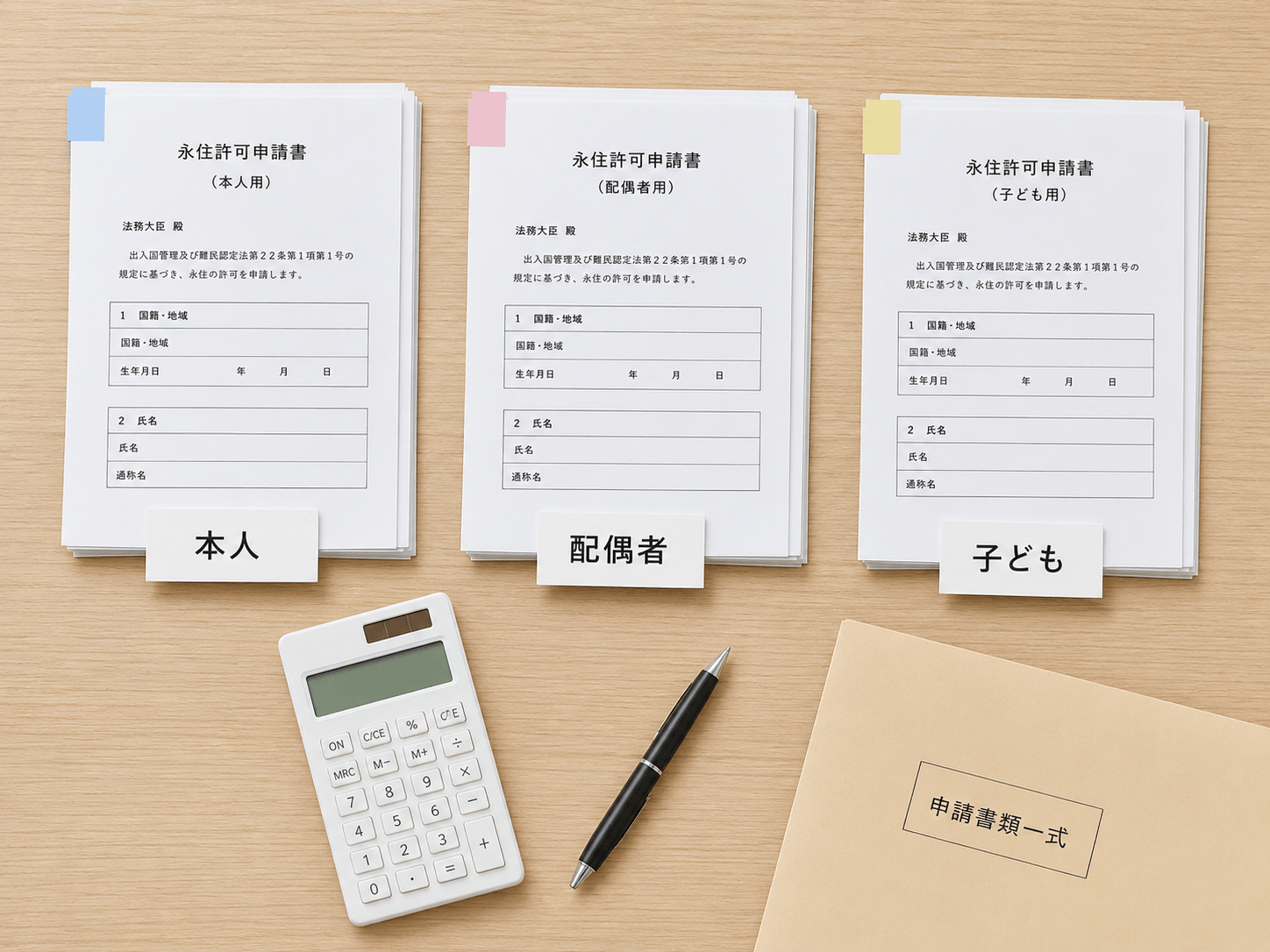 家族で永住権を申請する場合の人数別手数料