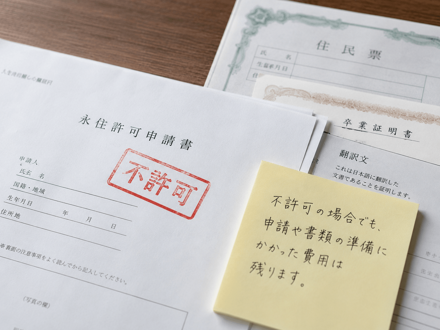 永住申請が不許可になった場合にかかる費用